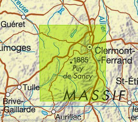 Carte IGN TOP 100 n° 148 - Clermont-Ferrand, Mauriac &amp; PNR des Volcans d'Auvergne - La Compagnie des Cartes