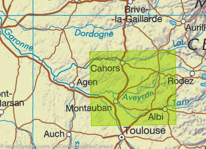 Carte IGN TOP 100 n° 161 - Montauban, Albi & PNR des Causses du Quercy (sud) - La Compagnie des Cartes