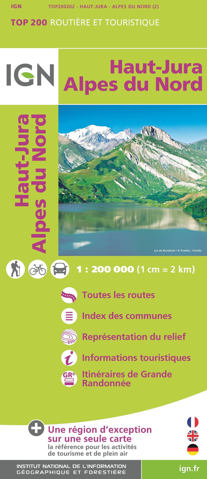 Carte TOP 200 - n° 202 - Haut-Jura & Alpes du Nord | IGN carte pliée IGN 