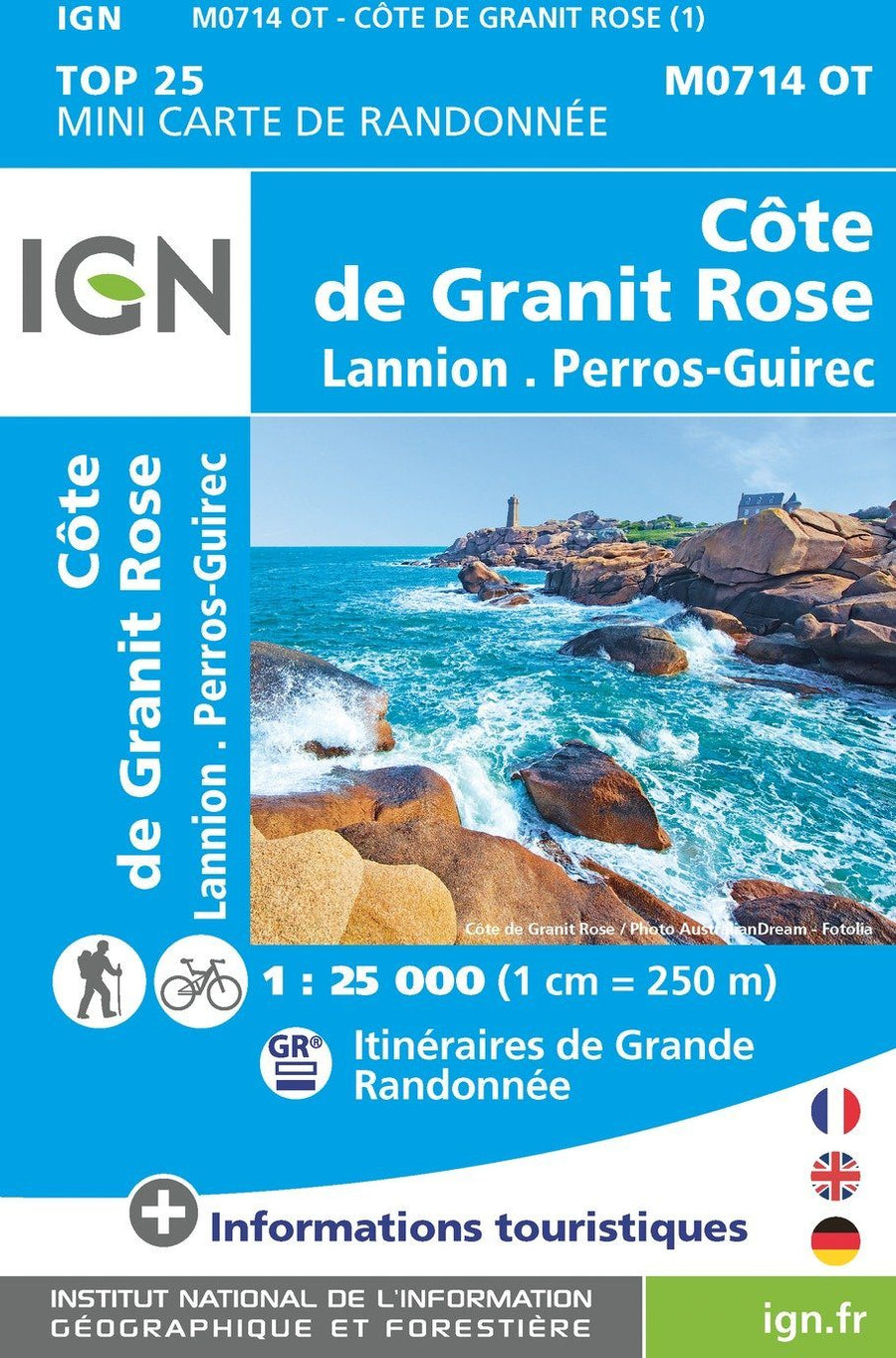 Carte Top 25 Mini n° M0714 OT - Côte de Granit Rose, Lannion, Perros-Guirec | IGN carte pliée IGN 