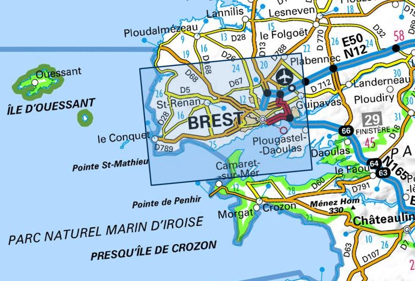 Carte TOP 25 n° 0417 ET - Brest & Pointe de Saint Mathieu | IGN carte pliée IGN 