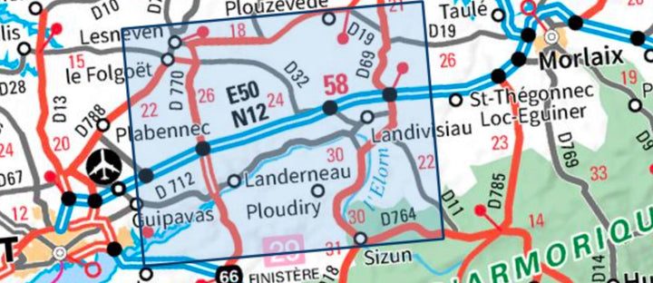 Carte TOP 25 n° 0516 OT - Landerneau, Landivisiau & PNR d'Armorique| IGN carte pliée IGN 