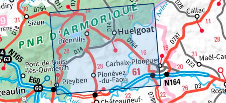 Carte TOP 25 n° 0617 OT - Huelgoat, Monts d'Arrée, PNR Armorique | IGN carte pliée IGN 