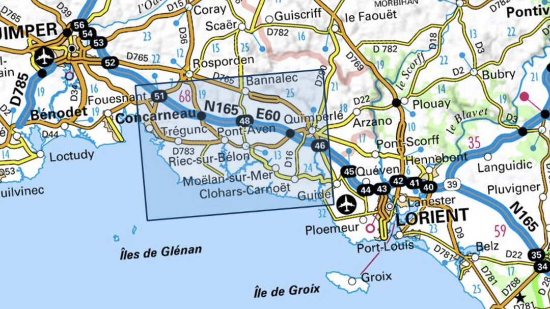 Carte TOP 25 n° 0620 ET - Quimperlé, Pont-Aven | IGN carte pliée IGN 