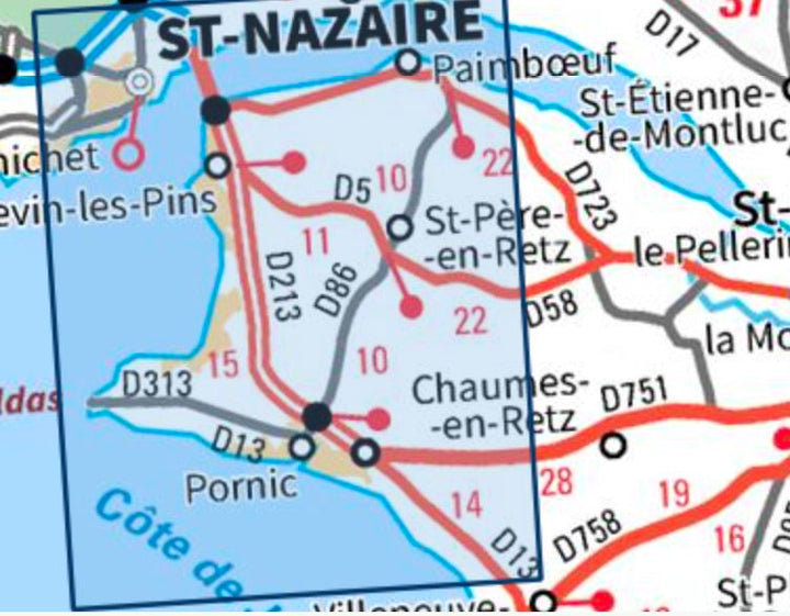 Carte TOP 25 n° 1123 OT - Saint-Nazaire, Pornic, Côte de Jade | IGN carte pliée IGN 