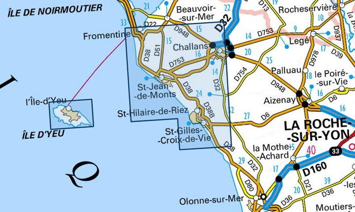 Carte TOP 25 n° 1126 OT - Ile d'Yeu, St-Gilles-Croix-de-Vie & St Jean de Monts | IGN carte pliée IGN 
