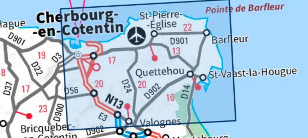 Carte TOP 25 n° 1310 OT - Cherbourg, Pointe de Barfleur | IGN carte pliée IGN 