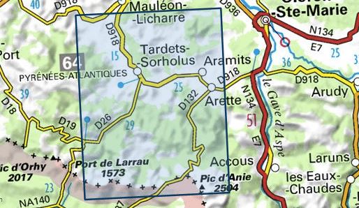 Carte TOP 25 n° 1446 ET - Tardets-Sorholus, Arette & La Pierre St Martin (Pyrénées) | IGN carte pliée IGN 