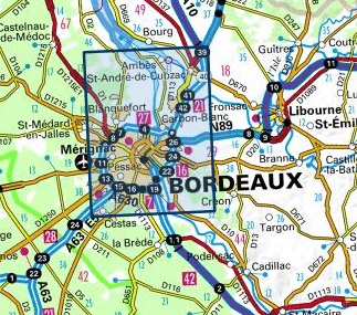 Carte TOP 25 n° 1536 OT - Bordeaux, Sud Médoc | IGN carte pliée IGN 