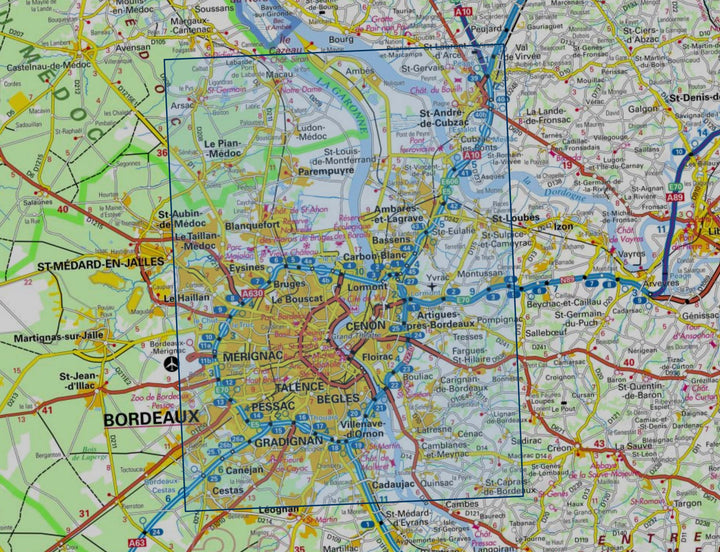 Carte TOP 25 n° 1536 OT - Bordeaux, Sud Médoc | IGN carte pliée IGN 
