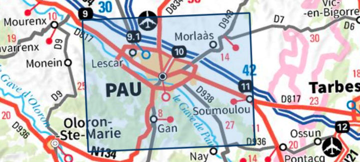 Carte TOP 25 n° 1545 ET - Pau | IGN carte pliée IGN 