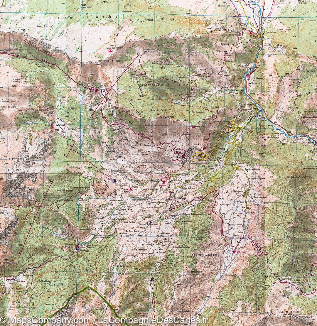 Carte TOP 25 n° 1547 OTR (Résistante) - Vallée d'Ossau & Vallée d'Aspe (PN des Pyrénées) | IGN carte pliée IGN 