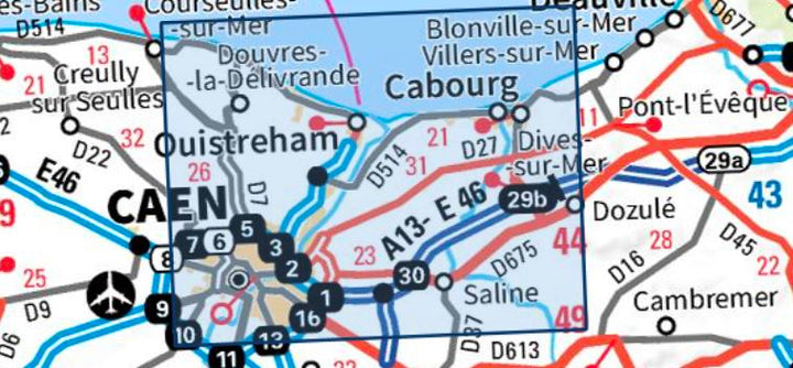 Carte TOP 25 n° 1612 OT - Caen, Ouistreham, Plages du Débarquement | IGN carte pliée IGN 
