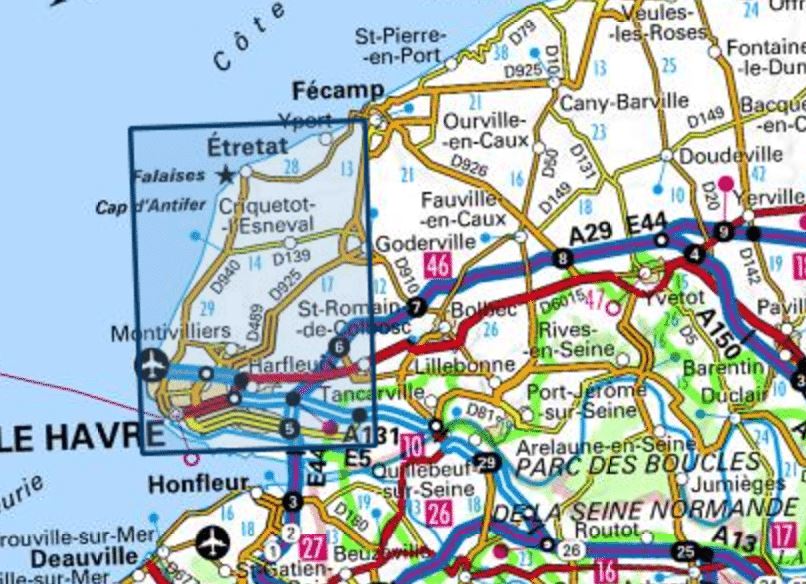 Carte TOP 25 n° 1710 ET- Le Havre, Étretat & PNR des Boucles de la Seine Normande | IGN carte pliée IGN 