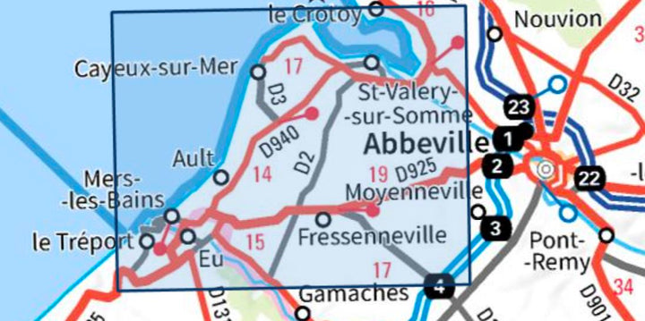 Carte TOP 25 n° 2107 OT - Le Tréport, St-Valery-sur-Somme, Baie de Somme | IGN carte pliée IGN 