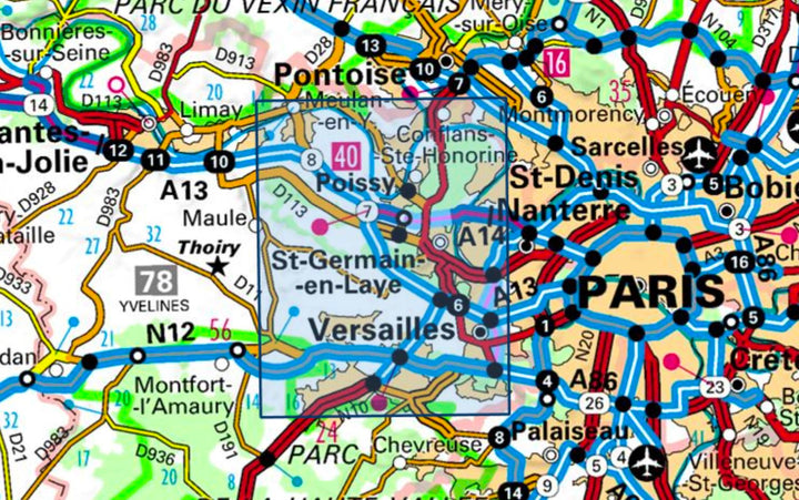 Carte TOP 25 n° 2214 ET - Versailles, Forêts de Marly et de St-Germain | IGN carte pliée IGN 