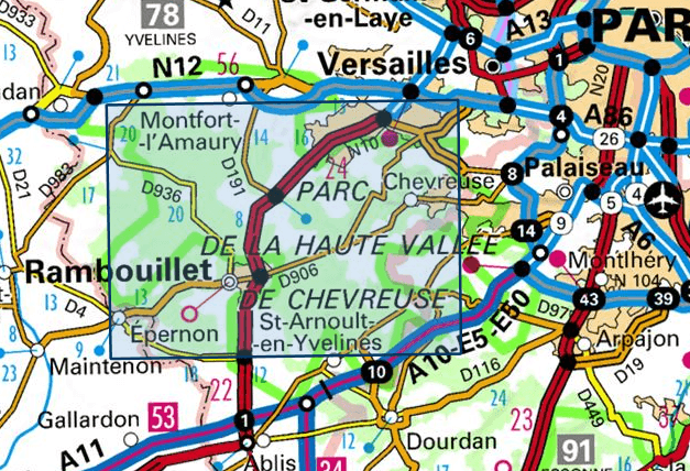 Carte TOP 25 n° 2215 OT - Forêt de Rambouillet, PNR Haute-Vallée de Chevreuse | IGN carte pliée IGN 