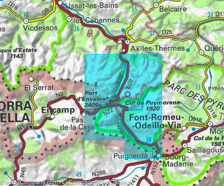 Carte TOP 25 n° 2249 OTR (résistante) - Bourg Madame, Col de Puymorens & Pic Carlit (Pyrénées) | IGN - La Compagnie des Cartes