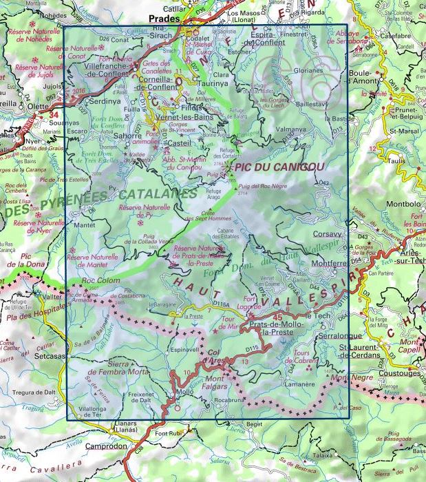 Carte TOP 25 n° 2349 ET - Massif du Canigou (Pyrénées) | IGN - La Compagnie des Cartes