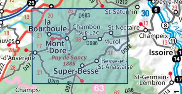 Carte TOP 25 n° 2432 ET - Massif du Sancy (Massif Central) | IGN carte pliée IGN 