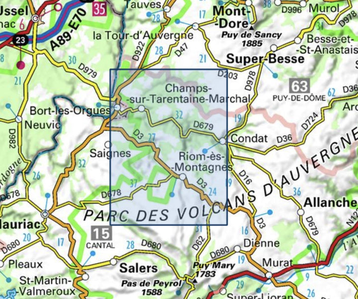 Carte TOP 25 n° 2434 OT - Riom-ès-Montagnes & Bort-les-Orgues (PNR des Volcans d'Auvergne) | IGN - La Compagnie des Cartes