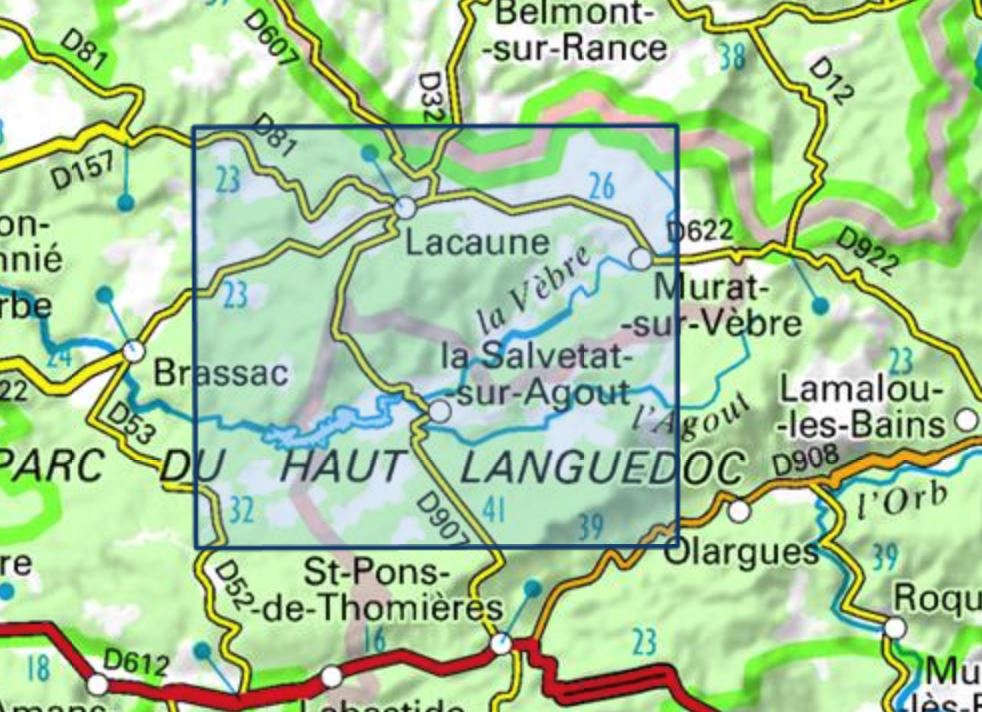 Carte TOP 25 n° 2443 ET - Monts de Lacaune, La Salvetat-sur-Agout, PNR du Haut-Languedoc | IGN carte pliée IGN 
