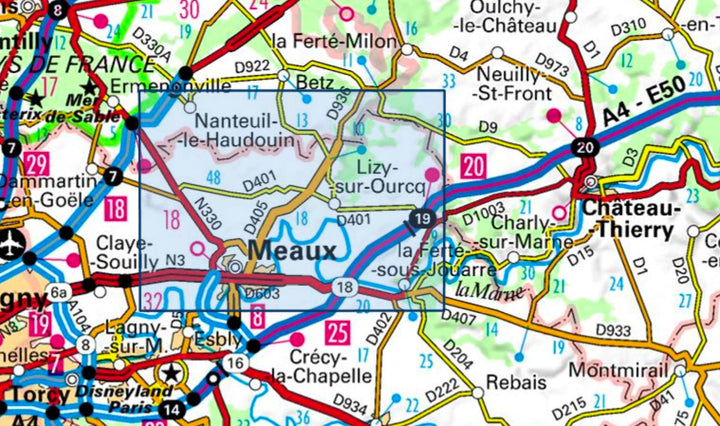 Carte TOP 25 n° 2513 OT - Meaux, Vallée de l'Ourcq | IGN carte pliée IGN 