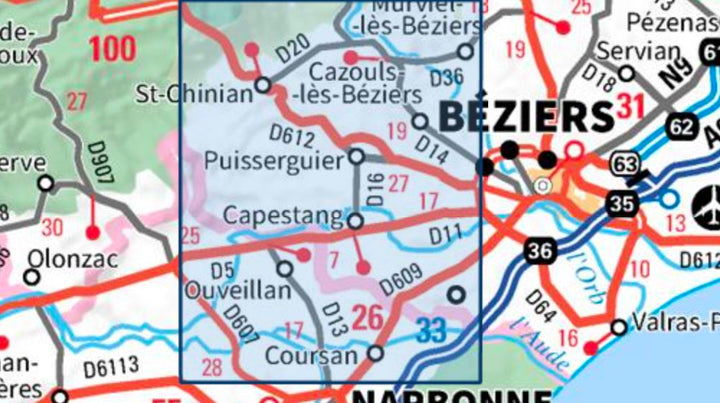 Carte TOP 25 n° 2545 OT - Saint-Chinian, L'Etang de Montady | IGN carte pliée IGN 