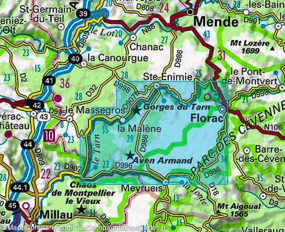 Carte IGN TOP 25 n° 2640 OT - Gorges du Tarn et de la Jonte, Causse Méjan (PN des Cévennes) - La Compagnie des Cartes