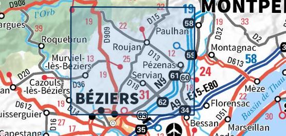 Carte TOP 25 n° 2644 OT - Pézenas, Murviel-lès-Béziers | IGN carte pliée IGN 