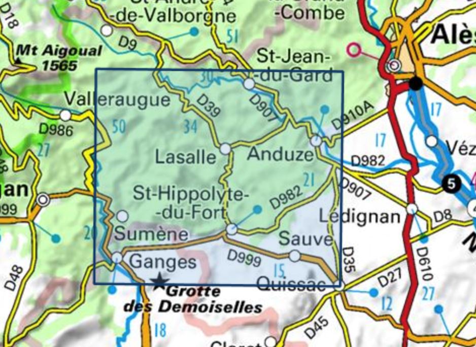 Carte TOP 25 n° 2741 ET - St-Hippolyte-du-Fort, Anduze, St-Jean-du-Gard | IGN carte pliée IGN 