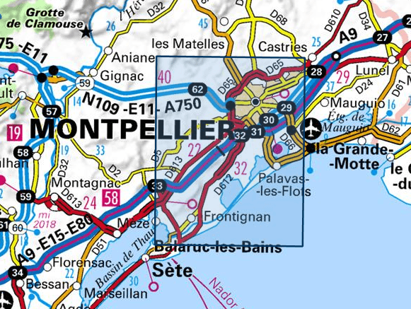 Carte TOP 25 n° 2743 ET - Montpellier, Palavas-les-Flots | IGN carte pliée IGN 