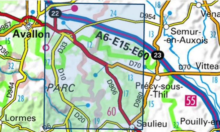 Carte TOP 25 n° 2822 OT - Quarré-Les-Tombes, Saulieu & PNR du Morvan  | IGN - La Compagnie des Cartes