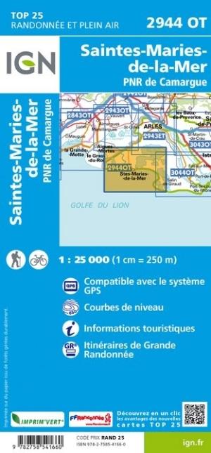 Carte TOP 25 n° 2944 OT - Saintes-Maries-de-la Mer & PNR de Camargue | IGN carte pliée IGN 