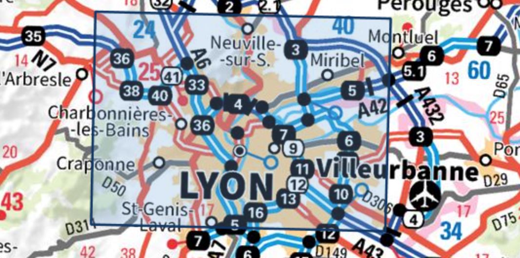 Carte TOP 25 n° 3031 OT - Lyon, Villeurbanne, Mont d'Or | IGN carte pliée IGN 