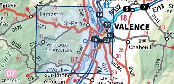 Carte TOP 25 n° 3036 OT - Valence, Corniche de l'Eyrieux | IGN carte pliée IGN 