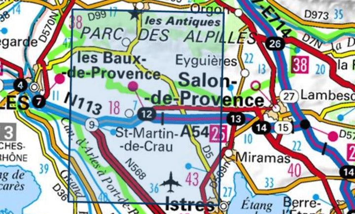 Carte TOP 25 n° 3043 OT - St-Martin-de-Crau, Les Baux-de-Provence & Les Alpilles | IGN carte pliée IGN 