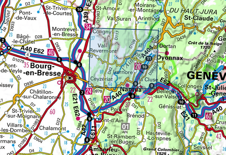 Carte TOP 25 n° 3228 OT - Oyonnax, Gorges de l'Ain, PNR du Haut-Jura | IGN carte pliée IGN 