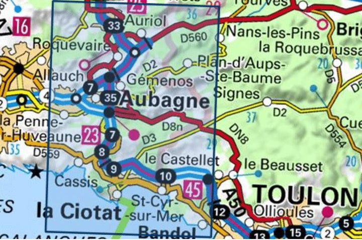 Carte TOP 25 n° 3245 ET - Aubagne, La Ciotat & Massif de la Sainte Baume | IGN carte pliée IGN 