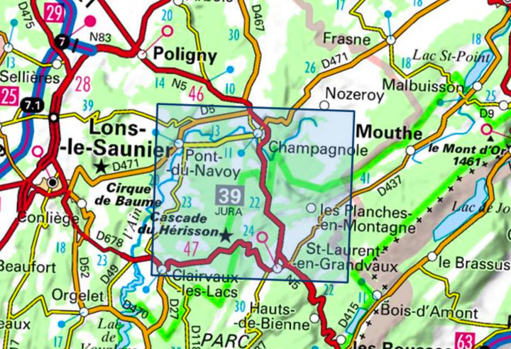Carte TOP 25 n° 3326 ET - Champagnole, lac de Chalain & Pic de l'Aigle (Alpes) | IGN carte pliée IGN 