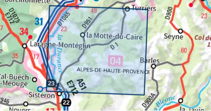 Carte TOP 25 n° 3339 ET - La Motte du Caire & Vallée du Sasse (Alpes) | IGN carte pliée IGN 