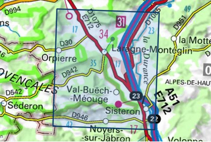 Carte TOP 25 n° 3339 OT - Sisteron, Laragne-Montéglin & Montagne de Chabre | IGN carte pliée IGN 