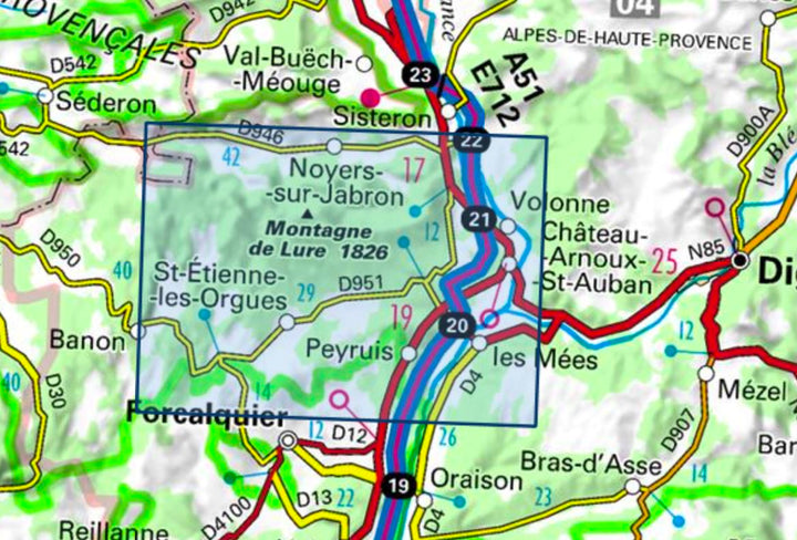 Carte TOP 25 n° 3341 OT - Montagne de Lure, Les Mées, Château-Arnoux-Saint-Auban | IGN carte pliée IGN 
