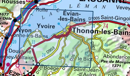 Carte TOP 25 n° 3428 ET - Thonon, Evian & lac Léman (Alpes) | IGN carte pliée IGN 