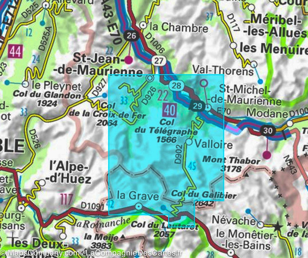 Carte IGN TOP 25 n° 3435 ETR (résistante) - Valloire, Aiguilles d'Arves &amp; Col du Galibier (Alpes) - La Compagnie des Cartes