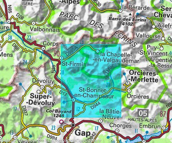 Carte IGN TOP 25 n° 3437 OT - Champsaur, Vieux Chaillol (PN des Ecrins, Alpes) - La Compagnie des Cartes