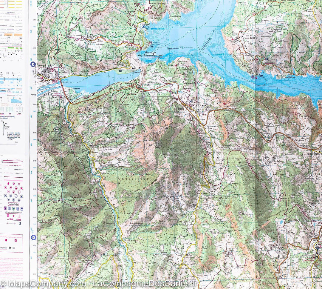 Carte IGN TOP 25 n° 3438 ETR (Résistante) - Embrun, les Orres & Lac de Serre-Ponçon (Alpes) - La Compagnie des Cartes