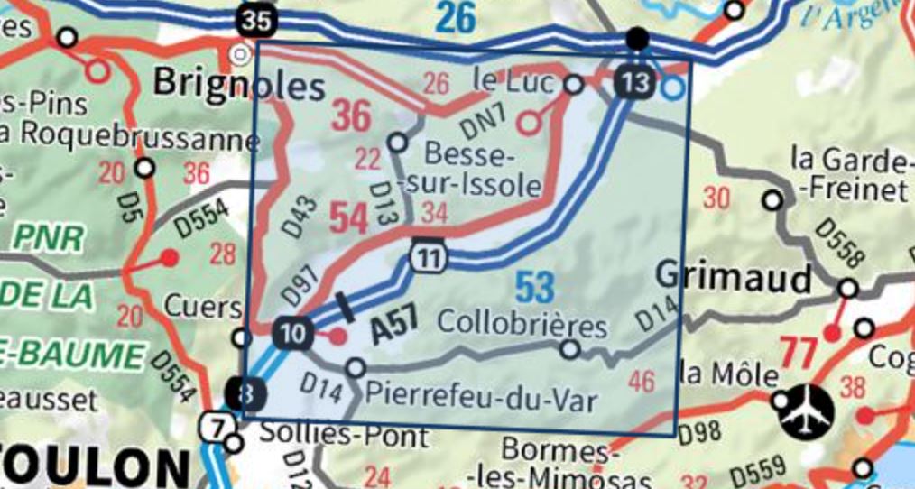 Carte TOP 25 n° 3445 OT - Cuers, Pierrefeu-du-Var, Collobrières | IGN carte pliée IGN 
