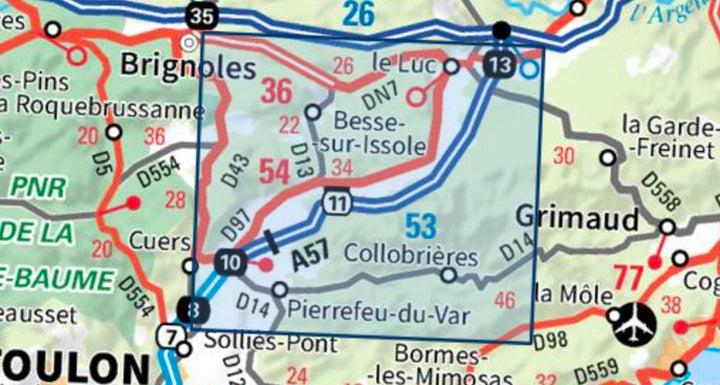 Carte TOP 25 n° 3445 OT - Cuers, Pierrefeu-du-Var, Collobrières | IGN carte pliée IGN 