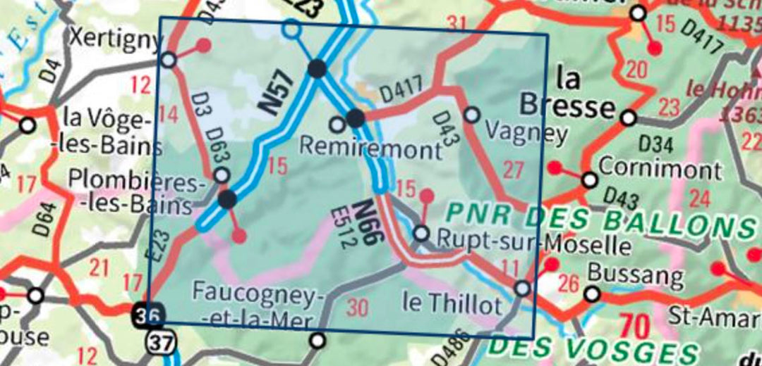 Carte TOP 25 n° 3519 OT - Remiremont, Le Val-d'Ajol, Plombières-les-Bains | IGN carte pliée IGN 
